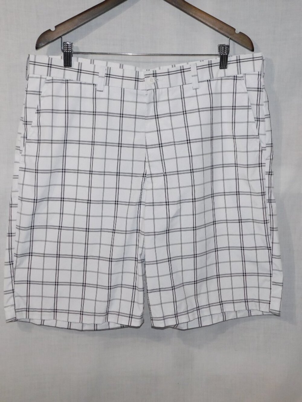 Ben Hogan White Gray Plaid Check Golf Shorts Mens 38